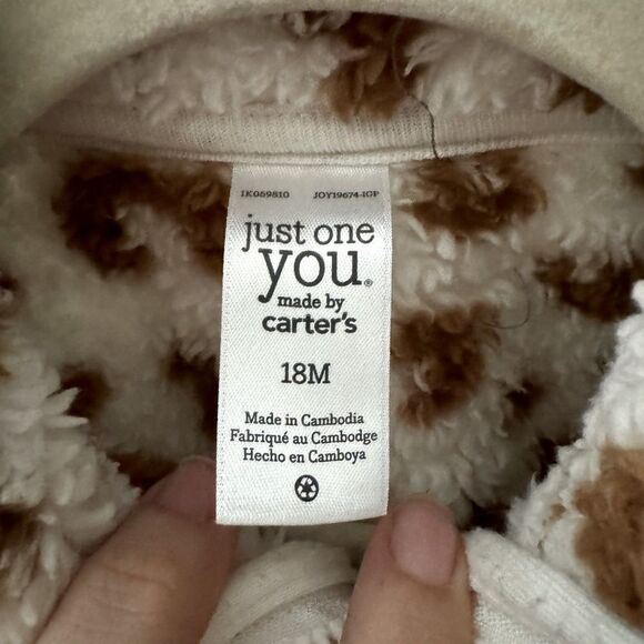 Carter's Cheetah Print Fleece Baby Half-Zip Sweatshirt Size 18 Months - Picture 3 of 4